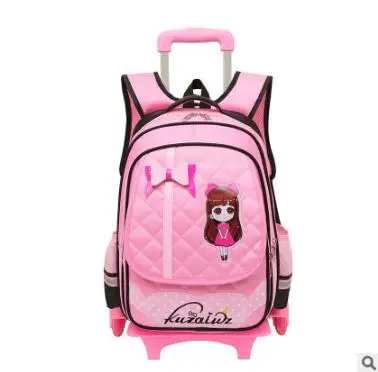 Школьная сумка на колесах для девочек, детский дорожный рюкзак на колесиках для девочек, сумка-тележка для школы