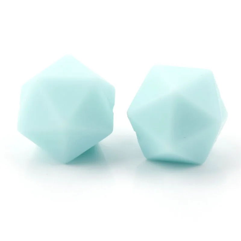 62 Blue Green 100 шт Icosahedron пищевого качества силиконовые бусины для прорезывания зубов 14 мм для грудного вскармливания, ожерелье, прорезыватель, пустышка, Bpa бесплатно - Цвет: 62 Blue Green