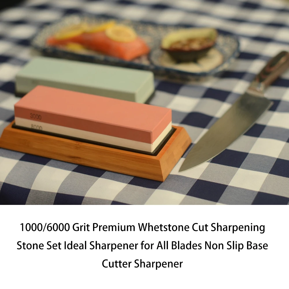 

Knife Sharpener 400/1000 3000/8000 Grit Premium Whetstone Cut Sharpening Stone Set for Blades Non Slip Base Cutter grindstone