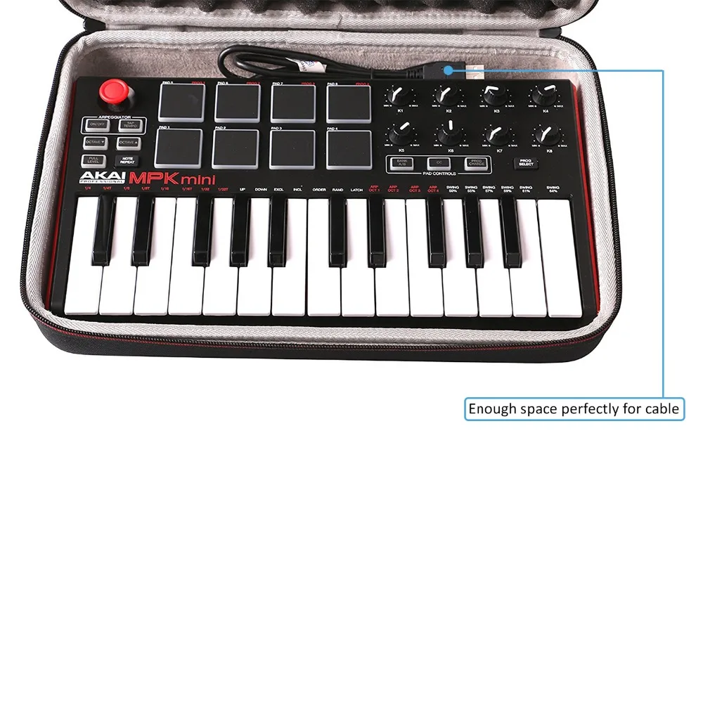 LTGEM дорожный Жесткий Чехол для Akai профессиональный MPK Mini MKII & Play 25 клавишный ультра