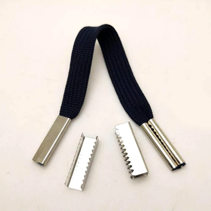7.5X25mm Flat Toothed Shoelace Head Replacement Aglets Tips for DIY Shoelaces Metal Head Shoe Rope Decorations