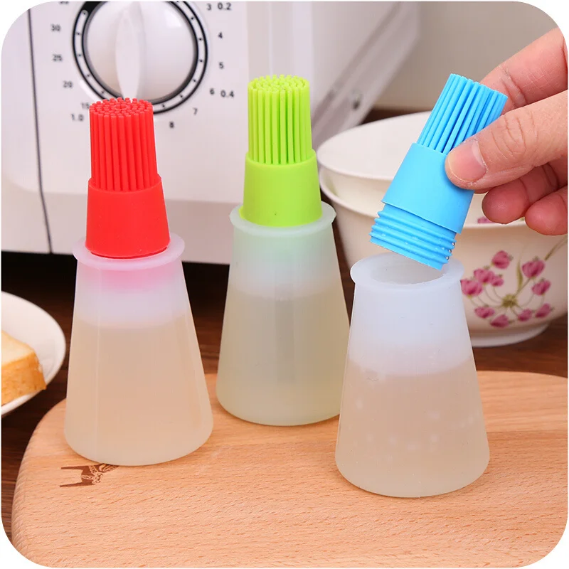 Портативный силиконовое масло бутылка с щеткой для выпечки кисточка смазывания