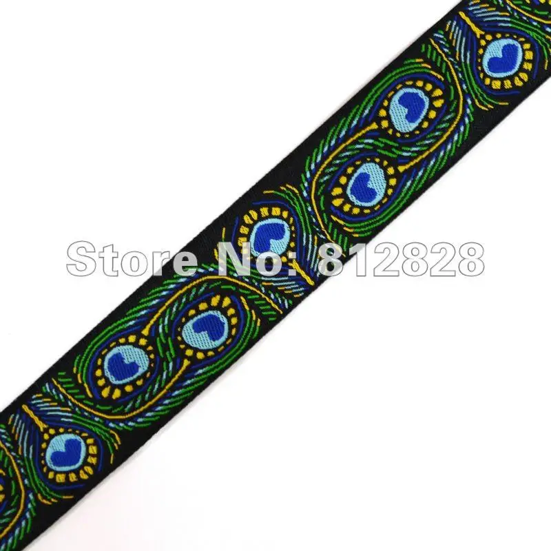 7/8 'དྷ мм широкая плетеная жаккардовая лента с перьями павлина|jacquard ribbon|woven jacquard