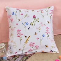 1 pair flower cushion cover satin cotton rural floral birds printed pillowcase 45x45cm60x60cm bedroom sofa decor pillow cover
