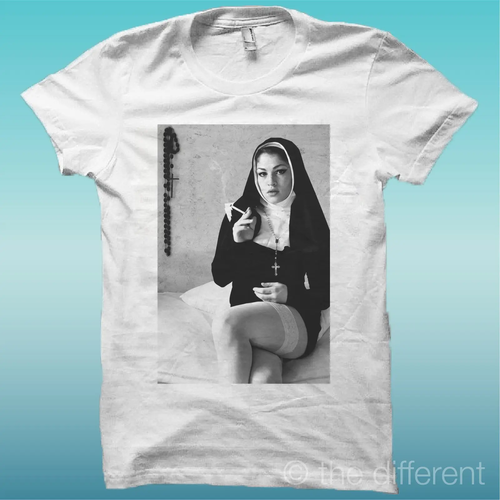 Футболка сексуальная NONNE SMOKE NUN CROSS THE HAPPINESS IS HAVE MY футболка новая|Мужские футболки| |