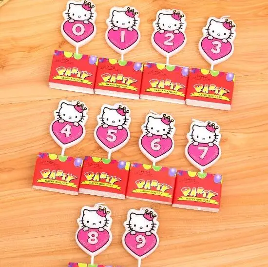 5 компл. День рождения торт свечи hello kitty 0 9 цифры мультфильм день цветное пламя