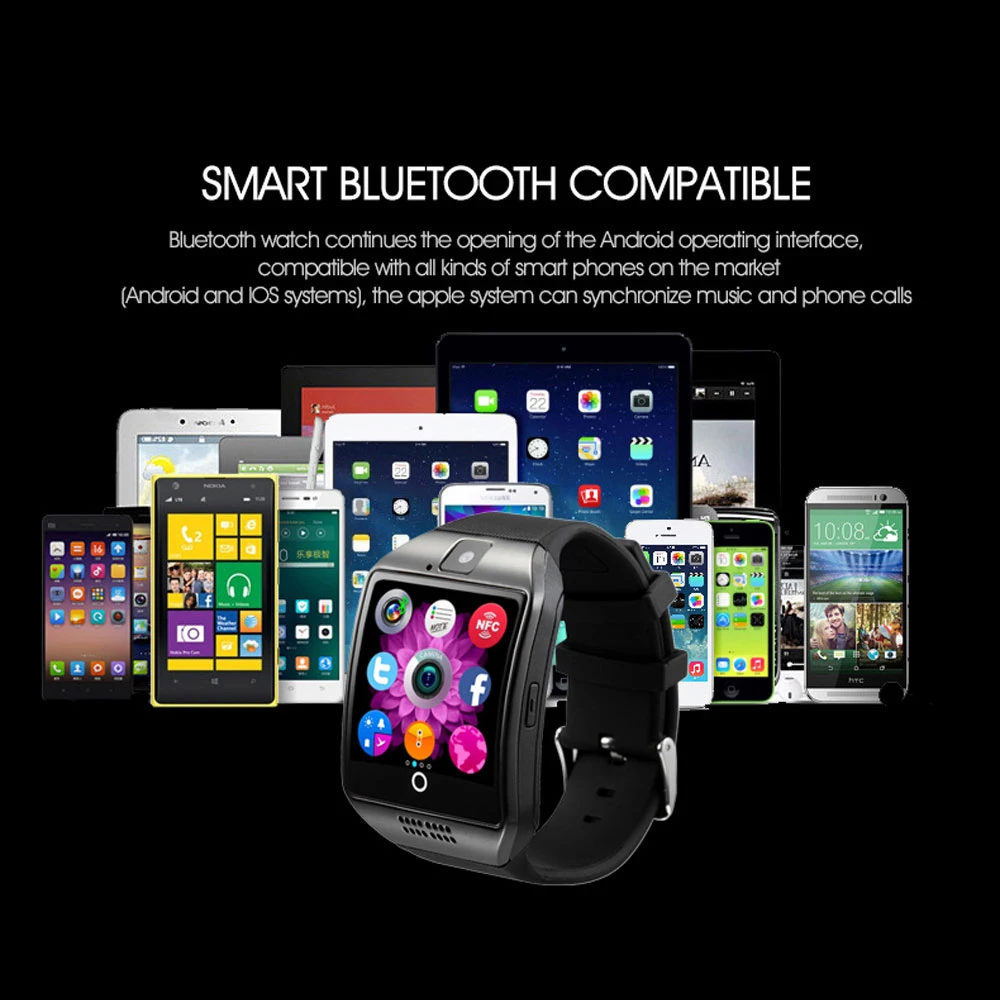 2019 Смарт часы с камерой Q18 Bluetooth SmartWatch SIM TF слот для карт фитнес трекер спортивные