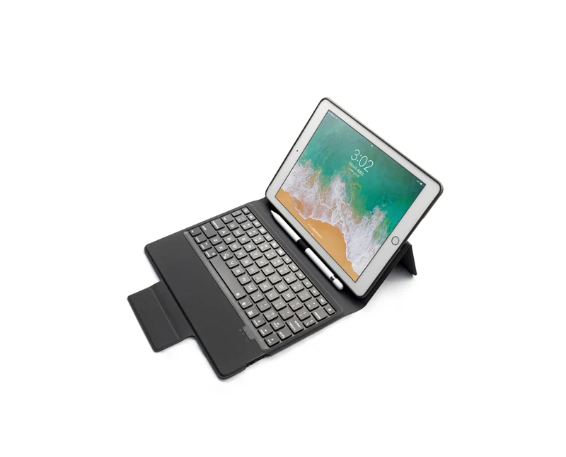 Bluetooth клавиатура чехол для нового iPad 9,7 дюймов, Премиум чехол из тонкой кожи Folio Cover-7 цветов с подсветкой с держателем карандаша