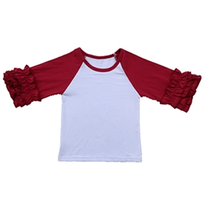 Регланы с оборками и блестками, с рисунком в виде клевера футболка, Хэллоуин, Рождественская рубашка, оптом с тройной оборкой, 3/4 рукав, девушки, персонализированный с монограммой футболки