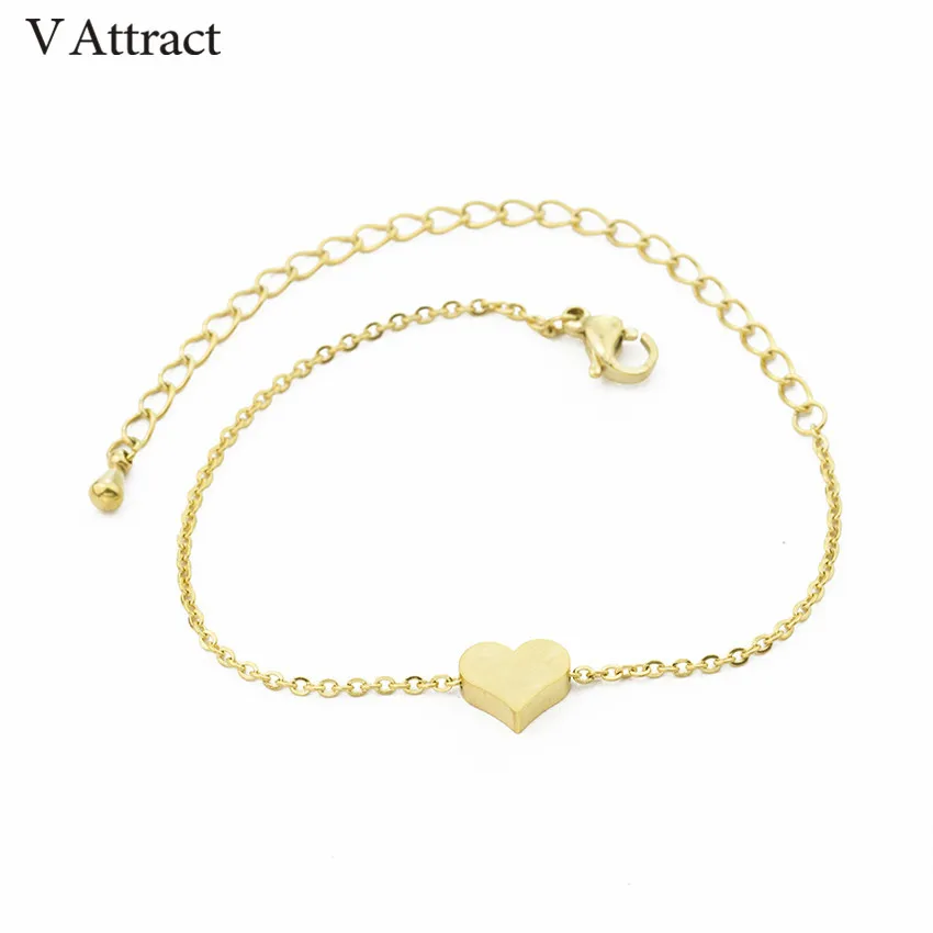 

V Attract 10pcs Vintage Heart Charm Bracelet For Women Jewelry Stainless Steel Chain Pulseira Feminina Bijoux Anniversary Gift