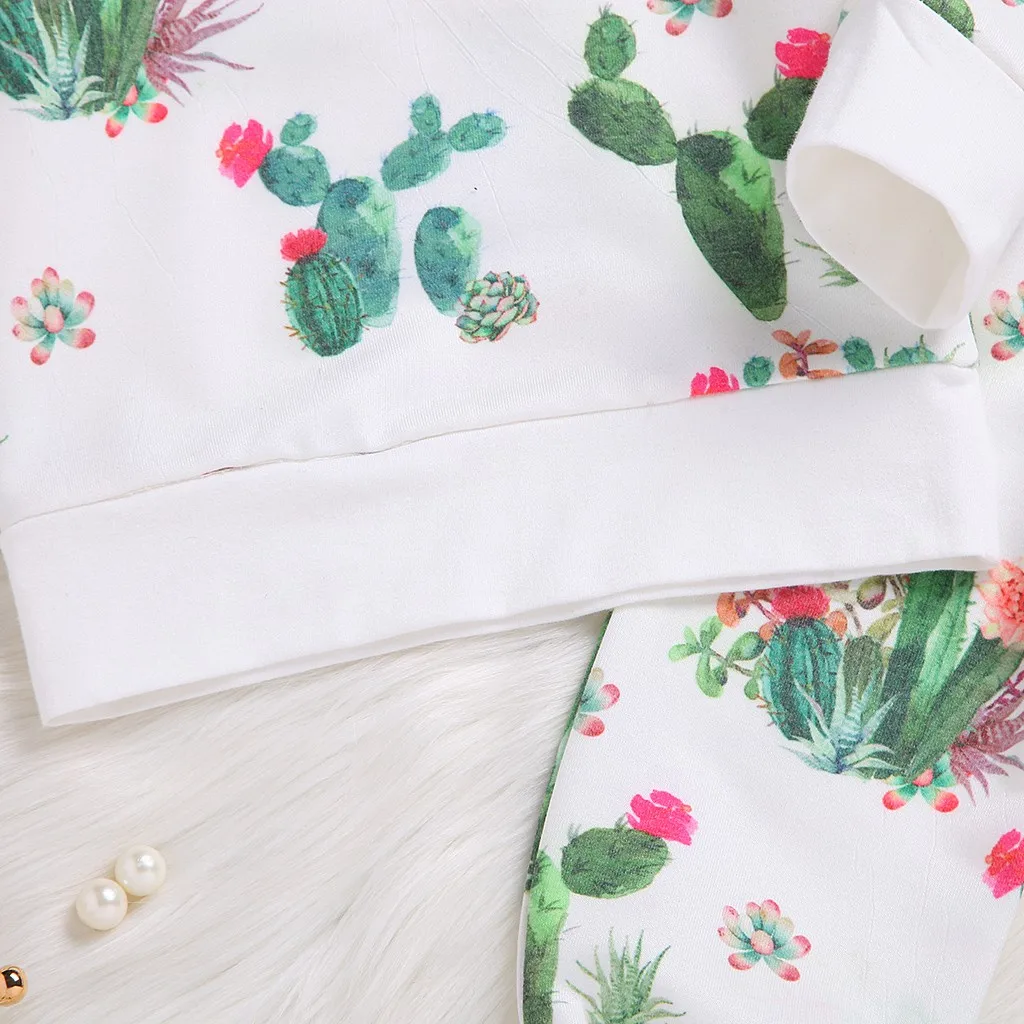 Toddler Baby Girls Boys Cactus Print Pullover Tops Pants Trousers Outfits Set ropa para bebe suit children winter Conjunto #WS | Детская