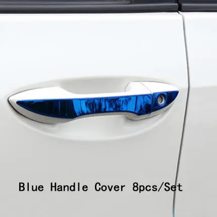 Glossy Blue handle Подходит для Corolla- крышка ручки двери автомобиля обновленная дверная чаша из нержавеющей стали украшение полосы отделка Аксессуары Стайлинг - Цвет: Glossy Blue handle