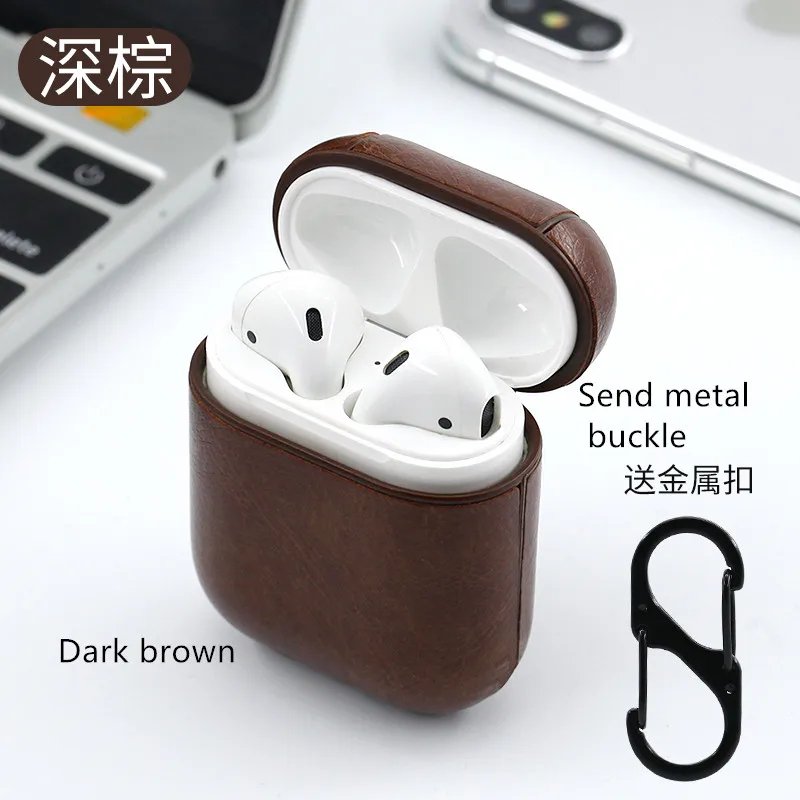 AirPods беспроводной однотонный кожаный чехол для гарнитуры iPhone AirPods1 поколение 2