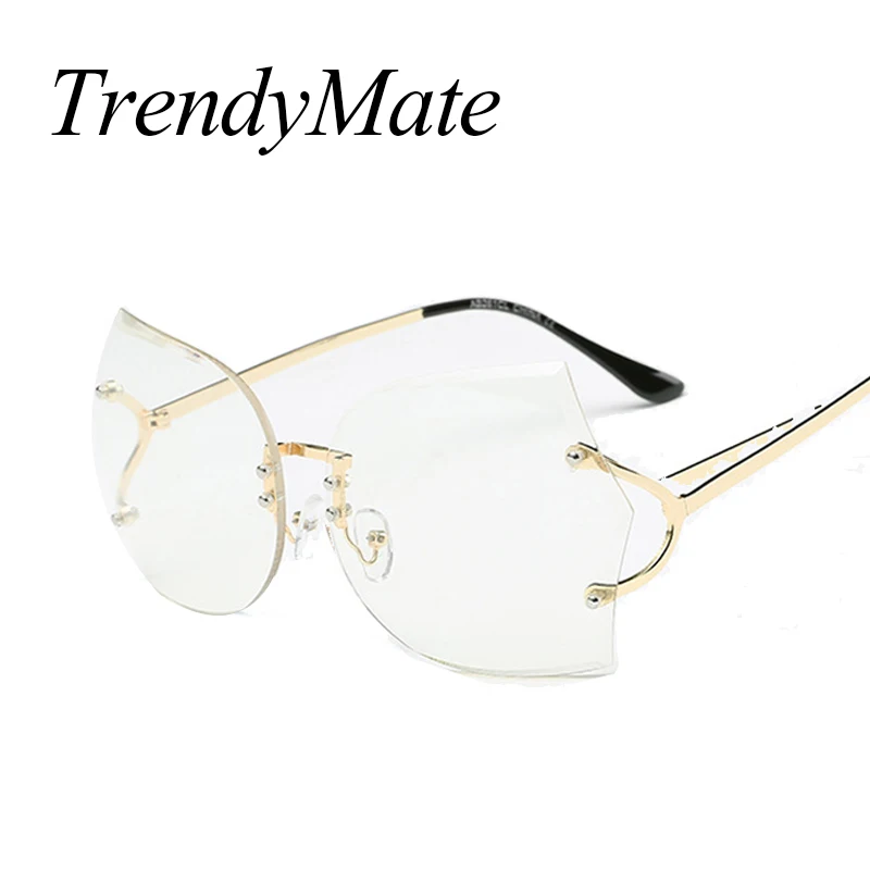 2017 ретро большие очки без оправы женские дизайнерские градиентные старинные в