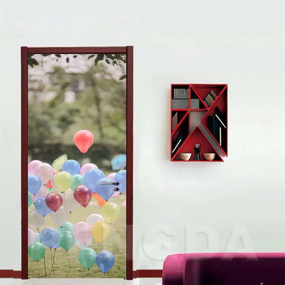 Door Stickers PVC Poster Self Adhesive Balloon Home Decoration 3D Canvas Print Waterproof Wallpaper For Living Room Art Picture | Дом и сад