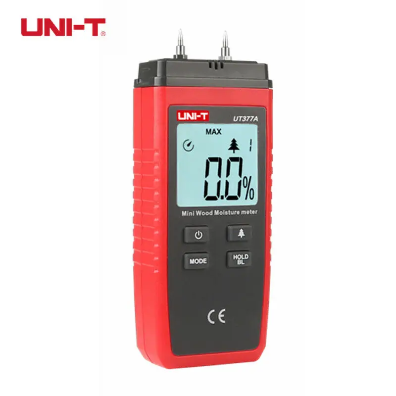 Test Pins and Battery Included MWM03 Range 0.0%～60.0% Moisture Meter Digital Damp Meter Detector with 7 Modes Cement Data Hold Function for Wood LCD Backlight Plants 