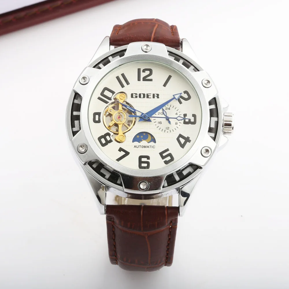 Reloj hombre GOER мужские часы Лидирующий бренд Роскошные спортивные кожаный ремешок