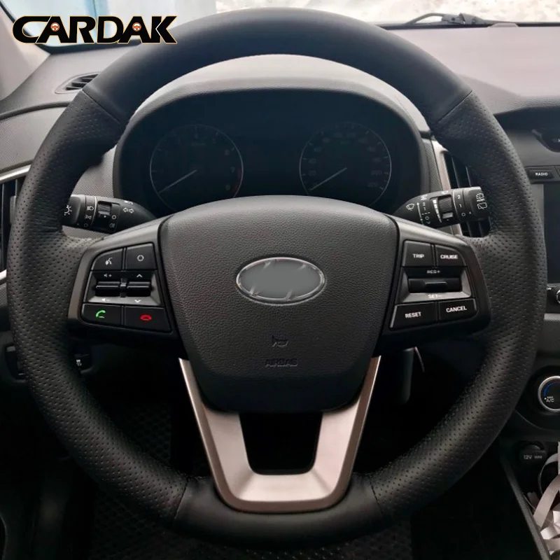 CARDAK автомобильные аксессуары черная искусственная кожа рулевого колеса автомобиля крышка для hyundai Creta