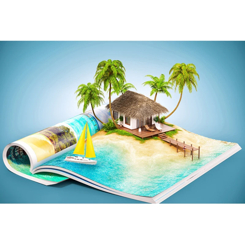 

5D DIY Full Square Diamond Embroidery Book resort hut Cross Stitch Mosaic Diamond Painting Decor H93