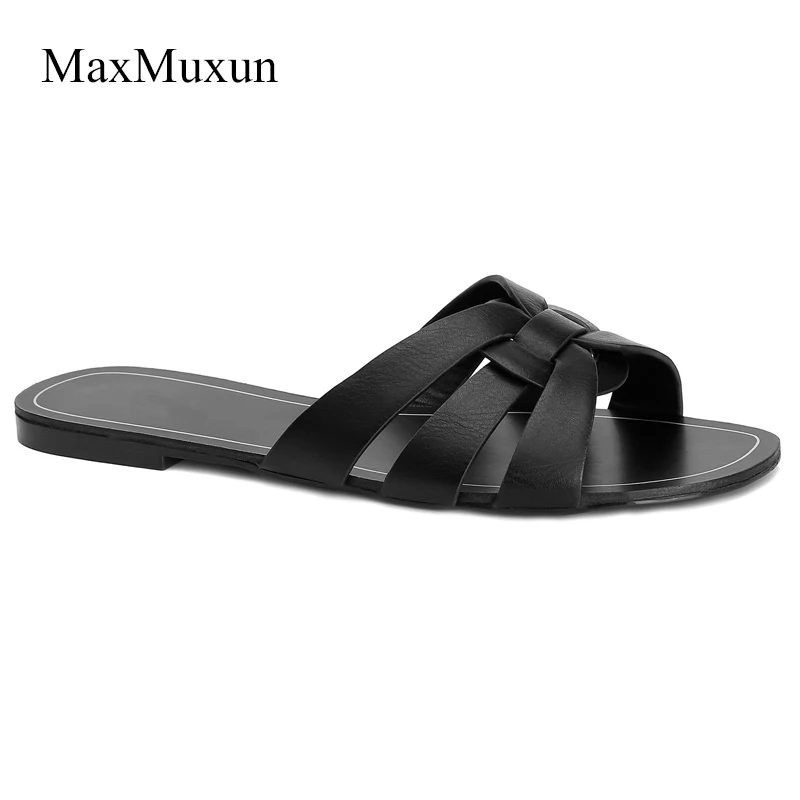 MaxMuxun Новое поступление женские шлепанцы сандалии сланцы с вырезами