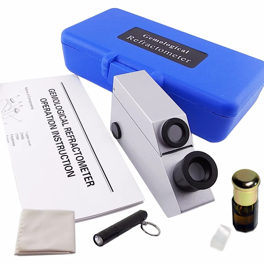 Gem Gemstone Gemology Refractometer w/ built-in LED & external Light Source Index Oil Polarizing Filter 1.30~1.81 RI range |