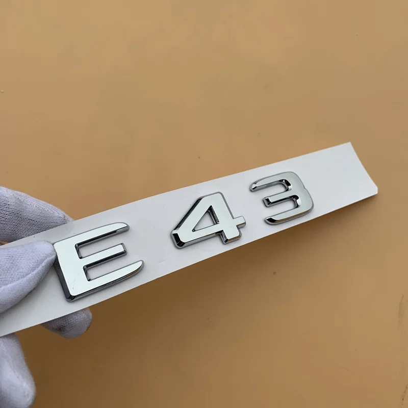 Chrome Letter Number Emblem for Mercedes Benz AMG C43 C63 C63S E43 E53 E63S S65L V12 V8 BITURBO 4MATIC+ Car Trunk Fender Sticker - Цвет: E43