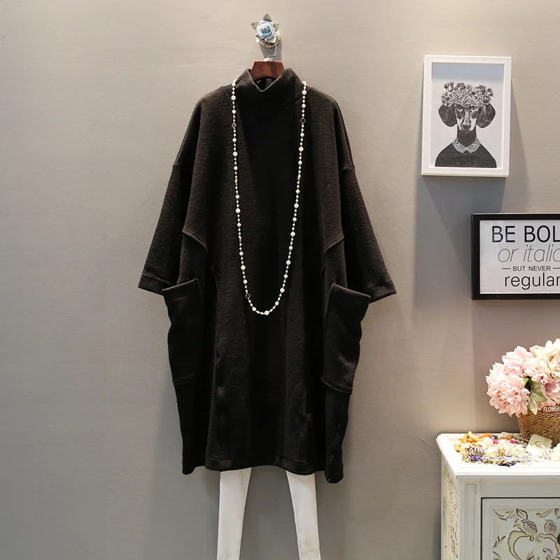 2018 осень и зима новое корейское Модное Длинное платье свободного кроя большого