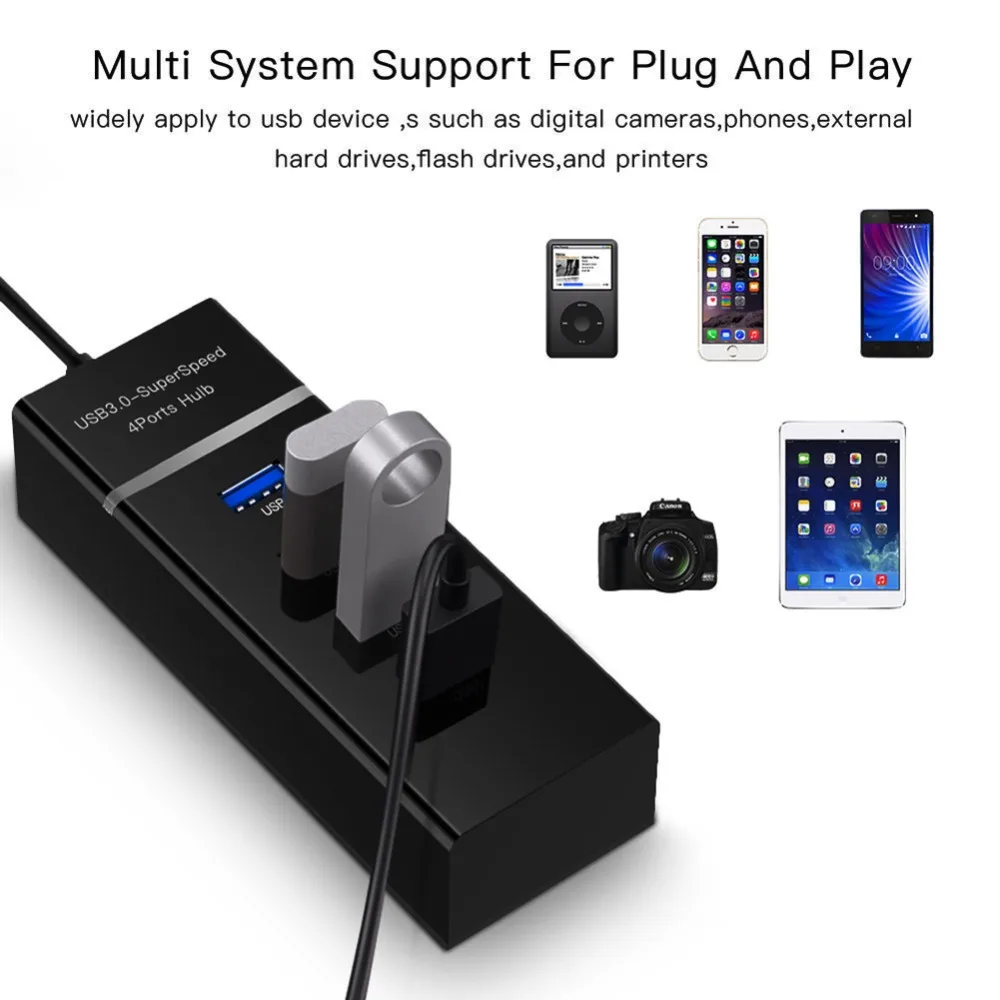 4 портовый концентратор USB 3 0 с зарядным устройством и переключателем несколько usb