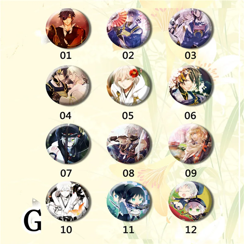 ZXFJXR 58 мм анимация Touken Ranbu Online Mikazuki Monoyoshi Sadamune Nakigitsune Yasusada значок подарок FNS брошь