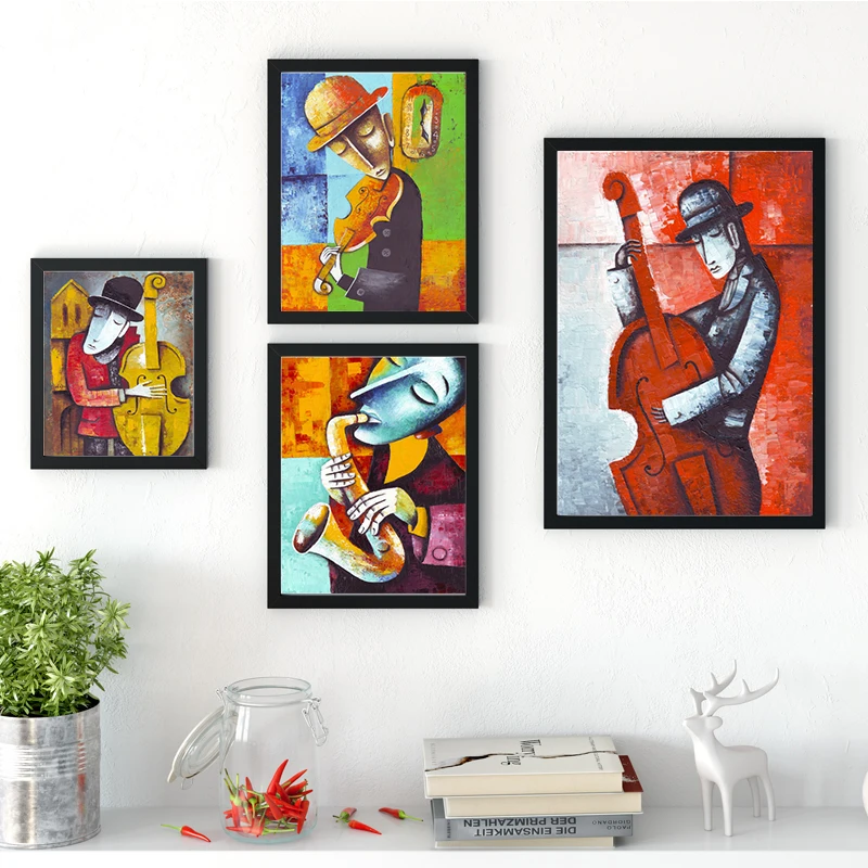 NEWBILITY абстрактный Рисунок Живопись ретро Для мужчин Wall Art Гостиная скрипки Instru t