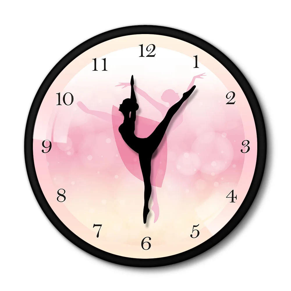 Reloj de pared de bailarina rosa con flechas de aguja para bailar Ballet, reloj de Metal para sala de estudio de baile, decoración de pared, regalo para bailarines