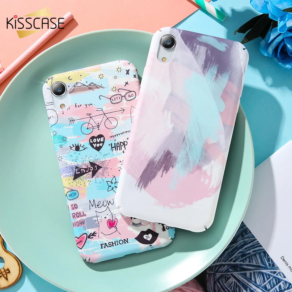 KISSCASE граффити чехол на айфон 8 7 плюс Жесткий PC Узор Крышка XS Max Xr X 6 6s телефон