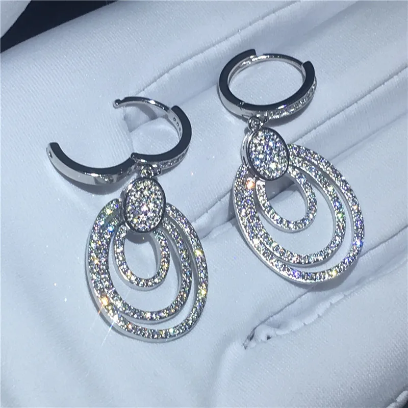Роскошные женские Висячие Earrring микро проложить AAAAA Циркон cz 925 серебро