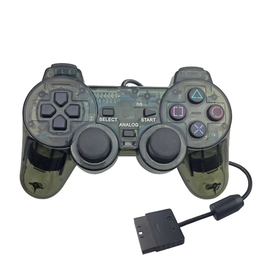 Проводной геймпад прозрачный PS2 контроллер сменный джойстик для sony Playstation 2 Консоль Двойной вибрационный шок