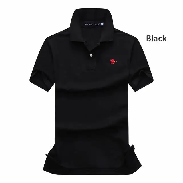 black Хорошее качество, лето, мужские рубашки поло с коротким рукавом, хлопок, повседневные мужские рубашки поло с маленькой лошадкой, модные тонкие мужские топы - Цвет: black