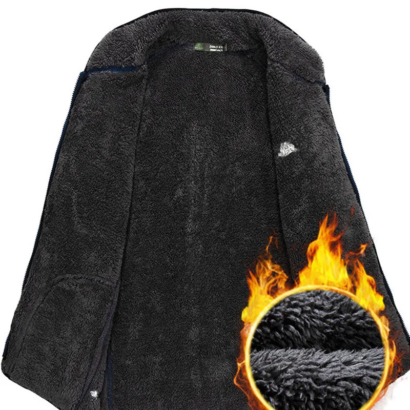 Autumn and winter men's cardigan outdoor thick warm fleece jacket riding Climbing sports windproof breathable windbreaker | Спорт и