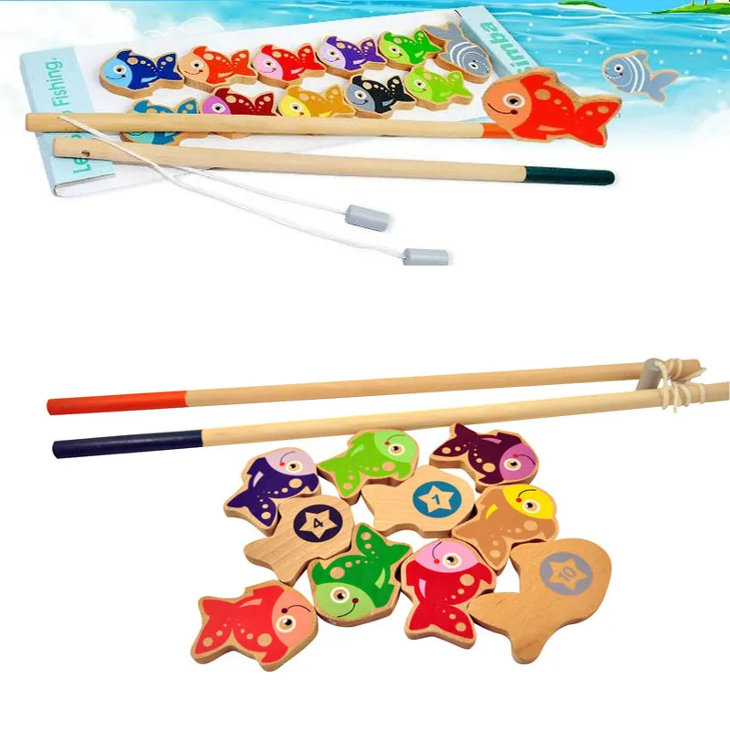 

Детские фирменные рыболовные игрушки с двумя длинными 47 см удочкой и 11 рыбами/детьми, детские деревянные Игрушки для ванны, подарки, бесплат...