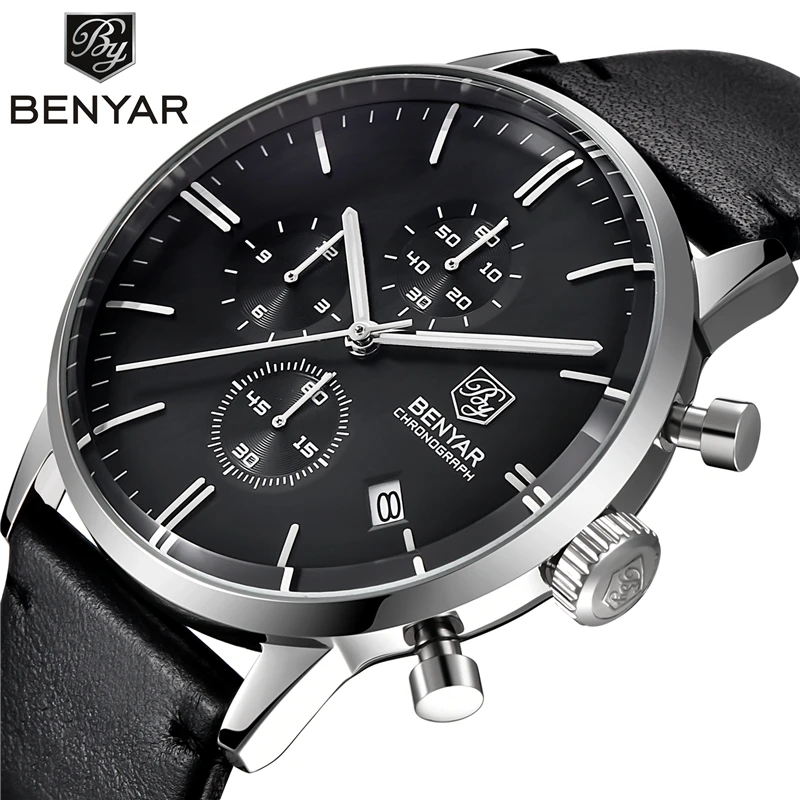 Reloj Hombre 2016 BENYAR моды кожаный ремешок Для мужчин часы лучший бренд класса люкс