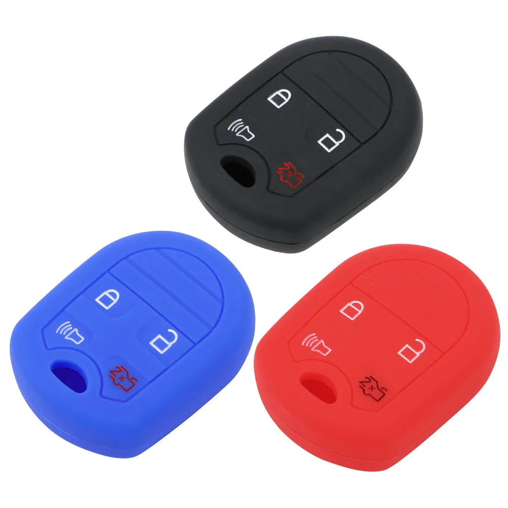 LEEPEE Auto Accessories Silicone 4 Buttons Car Key Case Cover For Ford Focus Taurus Escape Explorer Edge Mustang Shell Fob | Автомобили и