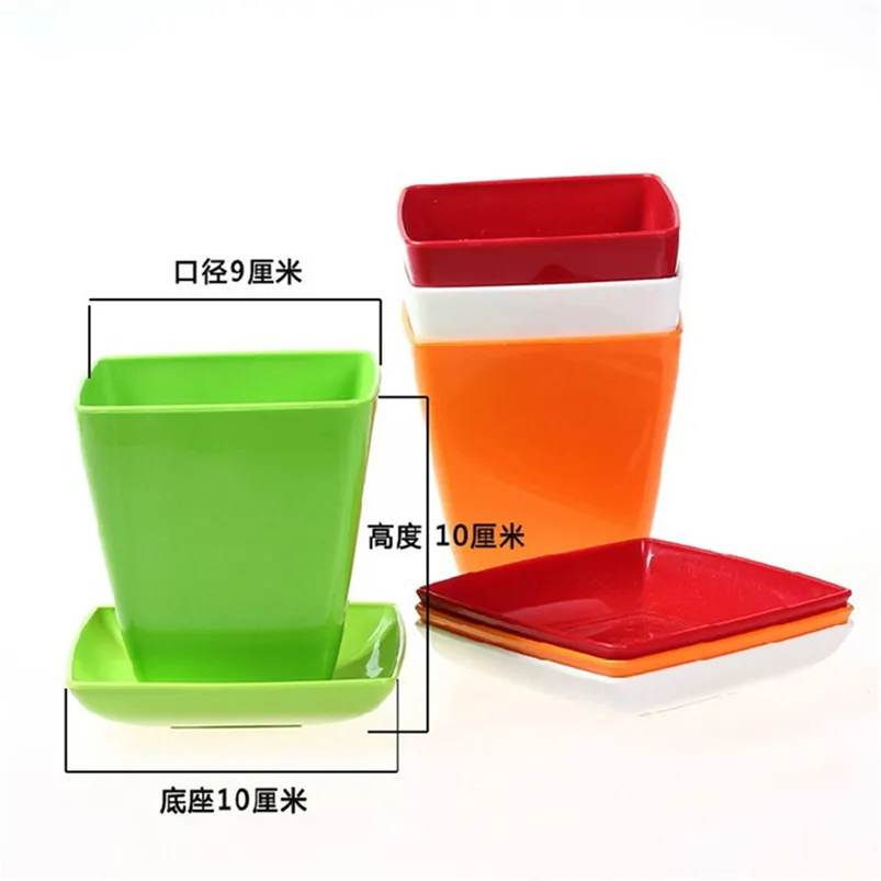 Мини цветочный горшок Квадратный пластиковый для растений сада дома офиса декор