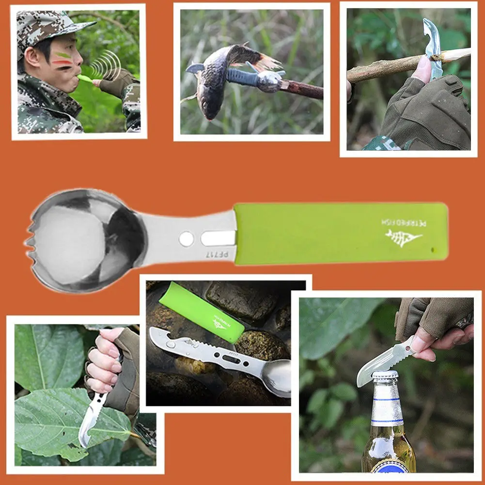 Multifunctional Tactical Pocket Knife Spoon Fork Opener Outdoor Camping Tool Hot | Инструменты