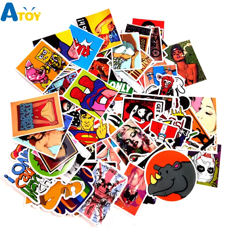 100 фото случайный стиль милый Граффити стикер для чемодана ноутбука велосипеда