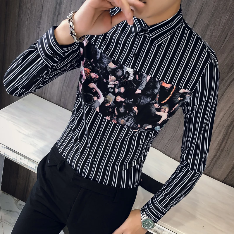 Фирменная Новинка Для мужчин рубашка Мода 2018 Осень Slim Fit Бизнес смокинг с
