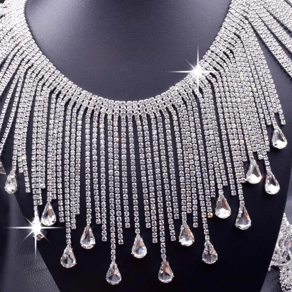 5 ярдов очень роскошные Кристальные стеклянные стразы с кисточками украшение для