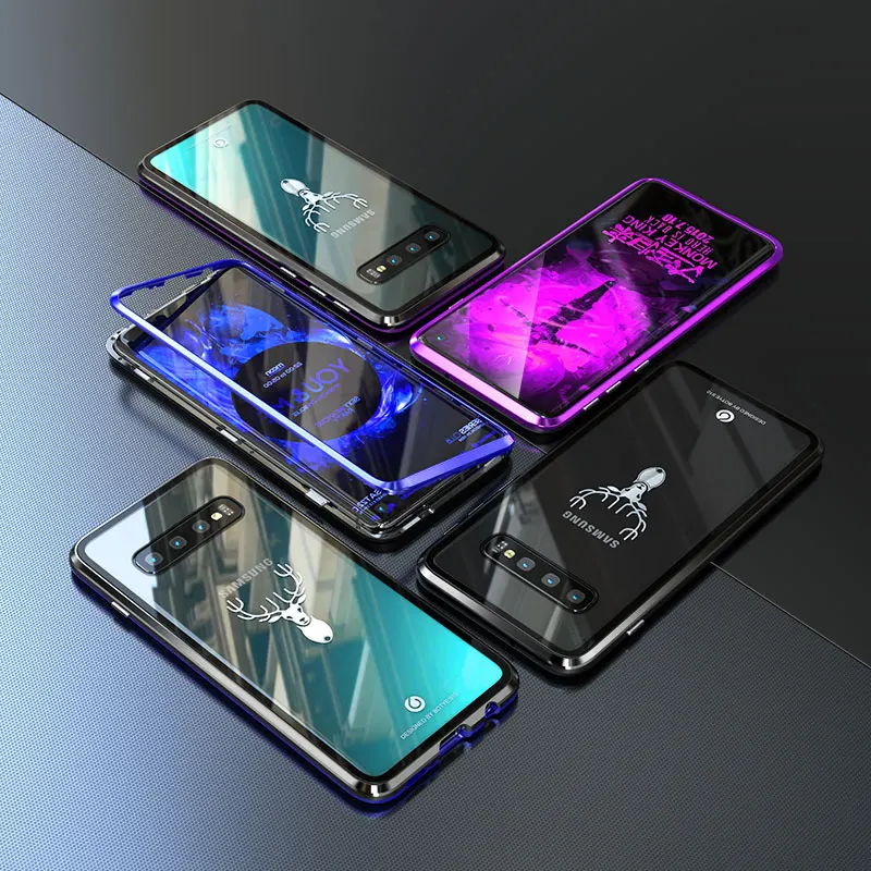 Магнитный металлический бампер для Samsung Galaxy S10 5G Plus роскошный чехол с прозрачным