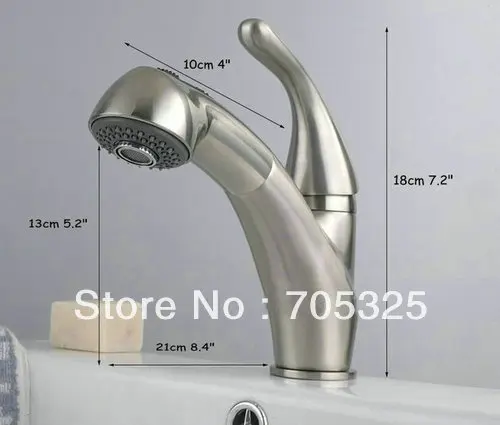 New SIngle Handle Nickel Brushed Pull Out Bathroom Sink Basin Mixer Tap Faucet Z348 | Обустройство дома