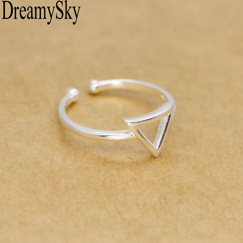 Женское кольцо с треугольником DreamySky регулируемое из 100% натурального серебра