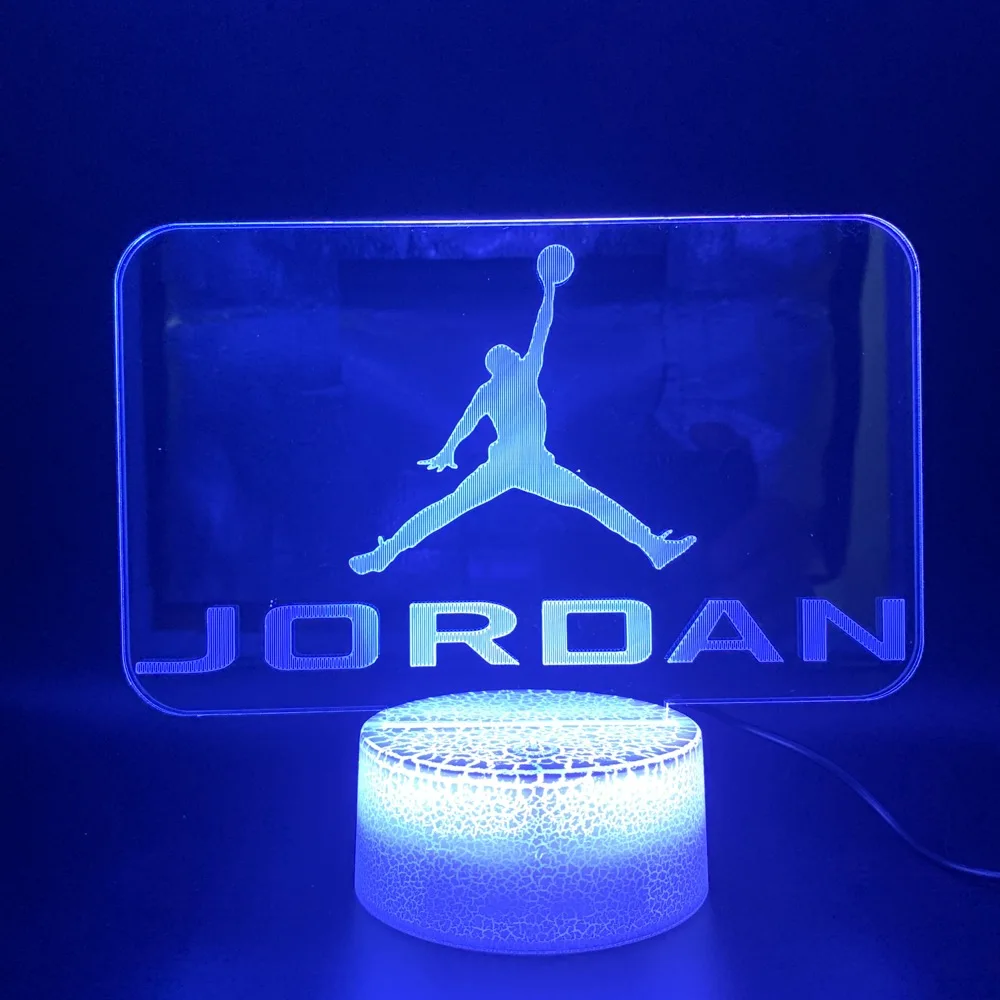 3d светодиодный Ночной светильник, яркая база, логотип Jordan, украшение дома, цвет, меняющий сенсорный датчик, светильник для детей, Детский ночной Светильник для мальчиков