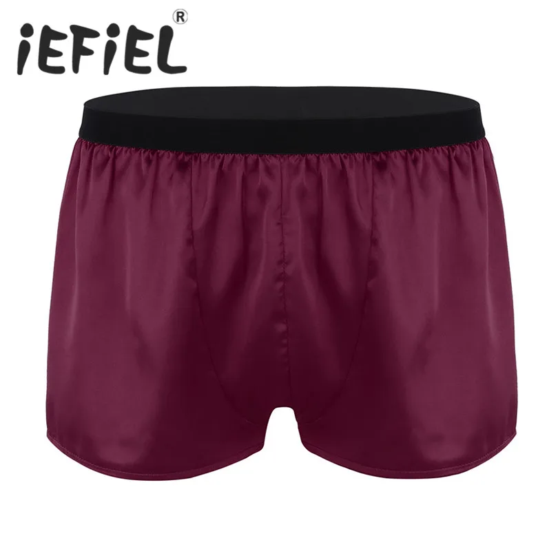 IEFiEL Модные мужские легкие блестящие атласные трусы боксеры для отдыха