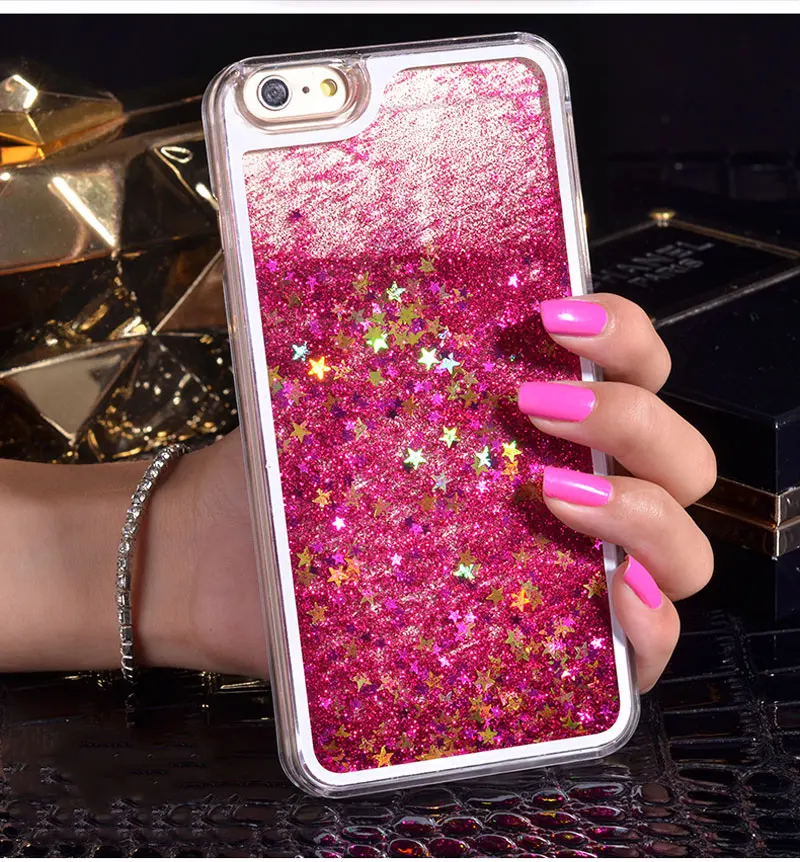 NEW Luxury Glitter Liquid Sand Quicksand Star Case for iphone 4 4S 5 5S SE 6 6S 7 8 Plus X 10 Transparent Clear Hard Cover |